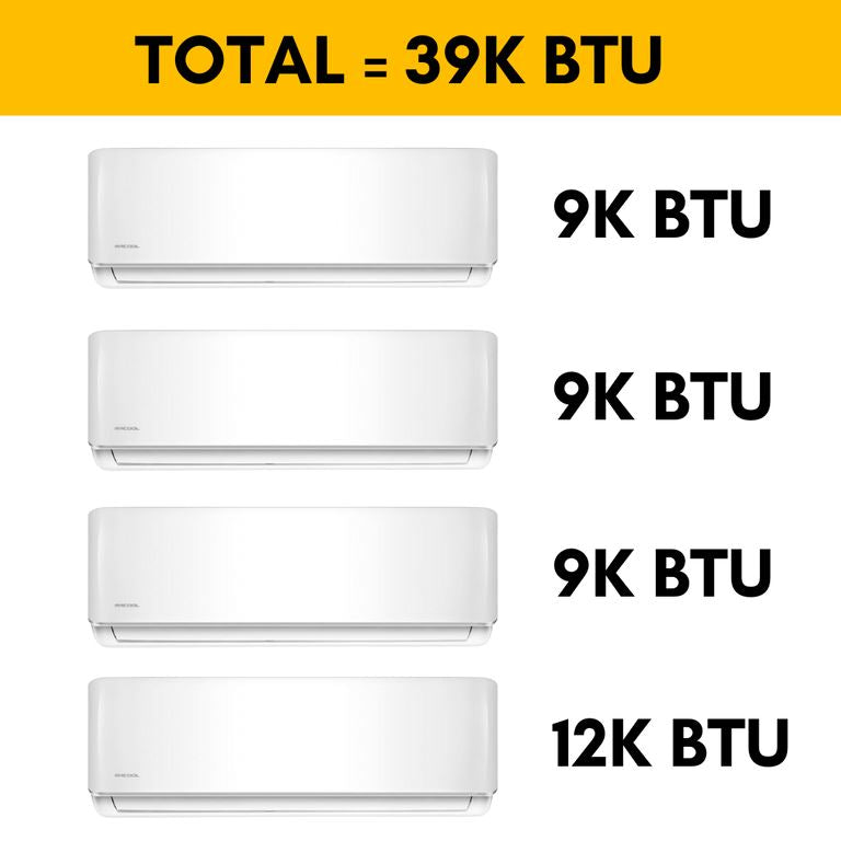 MRCOOL DIY Mini Split - 39,000 BTU 4 Zone Ductless Air Conditioner And ...