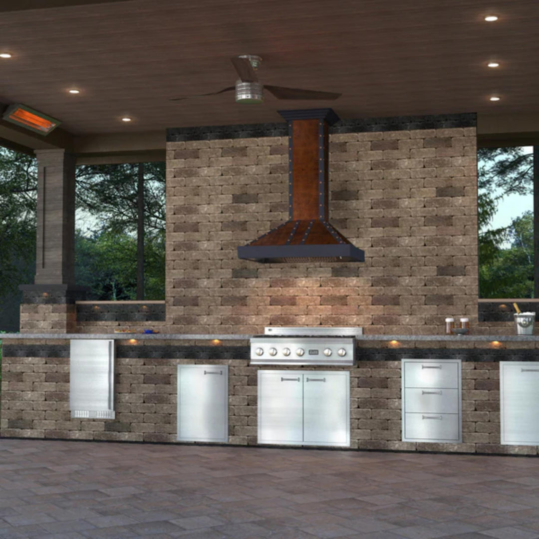 ZLINE 30" Outdoor Wall Mounted Range Hood in Hand-Hammered Copper / Oil-Rubbed Bronze Finish