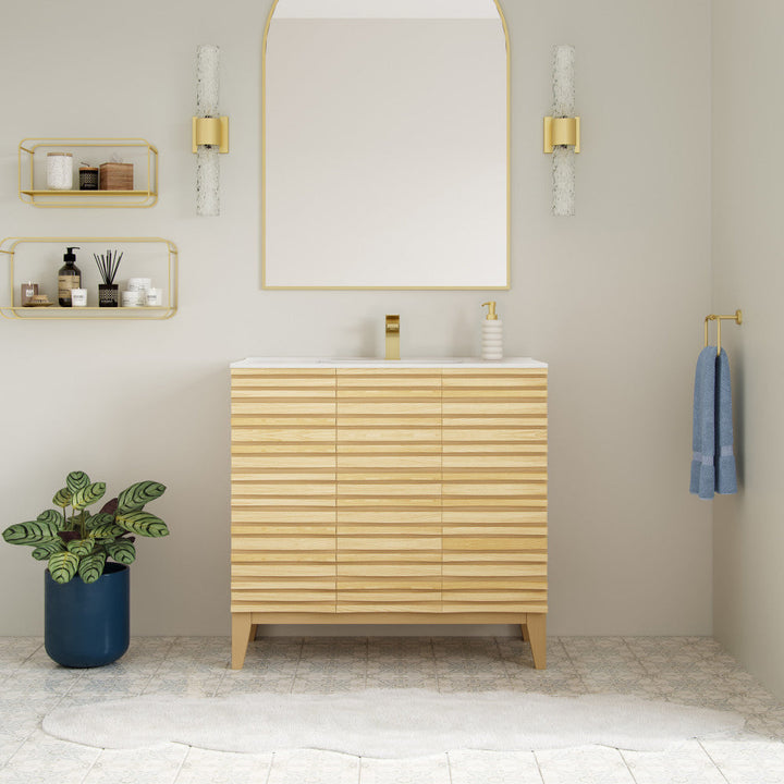 Cascade 36" Bathroom Vanity in Natural Oak