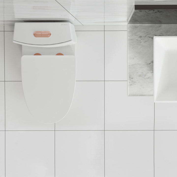 St. Tropez One Piece Elongated Toilet Dual Vortex™ Flush, Rose Gold Hardware