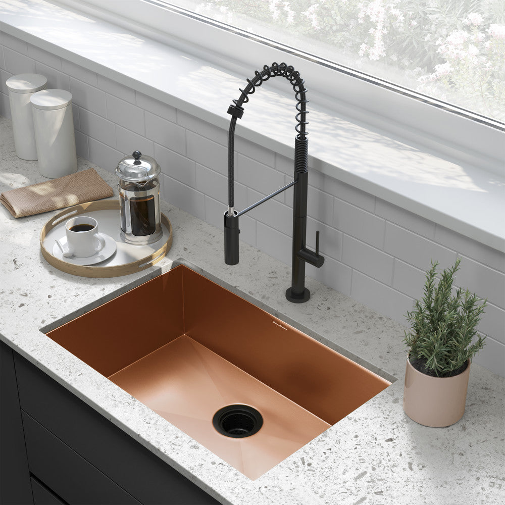 Tourner 27 x 19 Stainless Steel, Single Basin, Undermount Kitchen Sink in Rose Gold