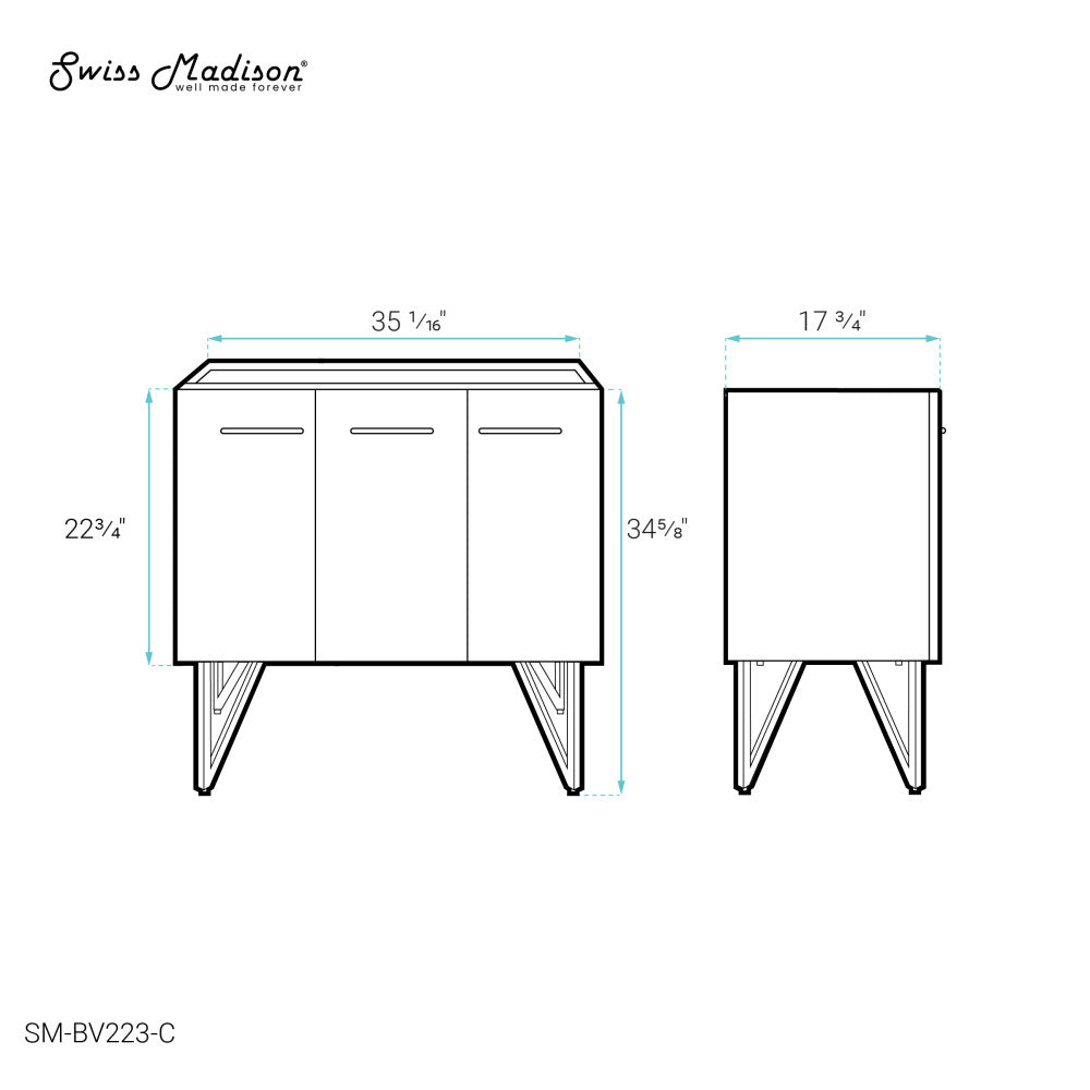 Annecy 36" Bathroom Vanity in Black Walnut - Cabinet Only