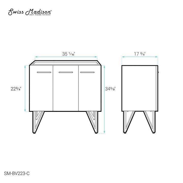 Annecy 36" Bathroom Vanity in Black Walnut - Cabinet Only