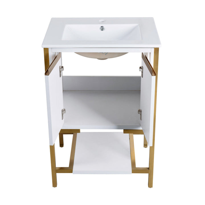 Marseille 24" Bathroom Vanity in White and Brushed Gold