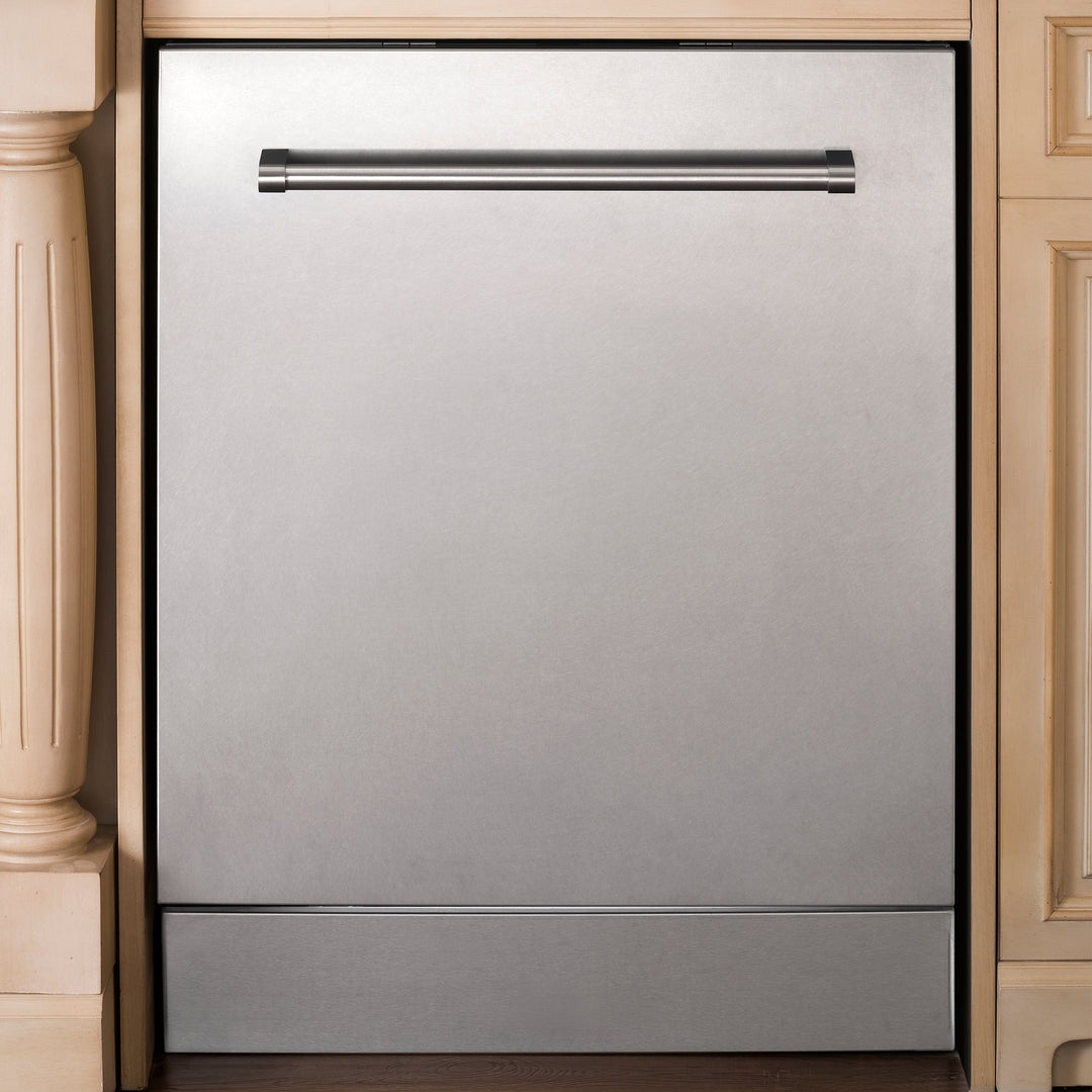 ZLINE 24 in. Top Control Dishwasher in DuraSnow® Finished Stainless Steel with Traditional Handle, DW-SN-H-24