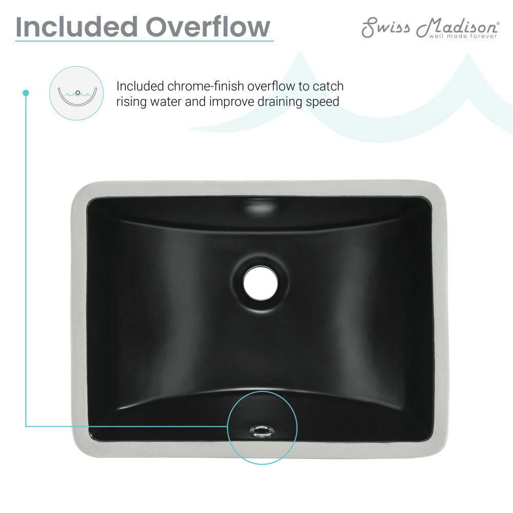 Plaisir 18.5" Rectangle Undermount Bathroom Sink in Matte Black