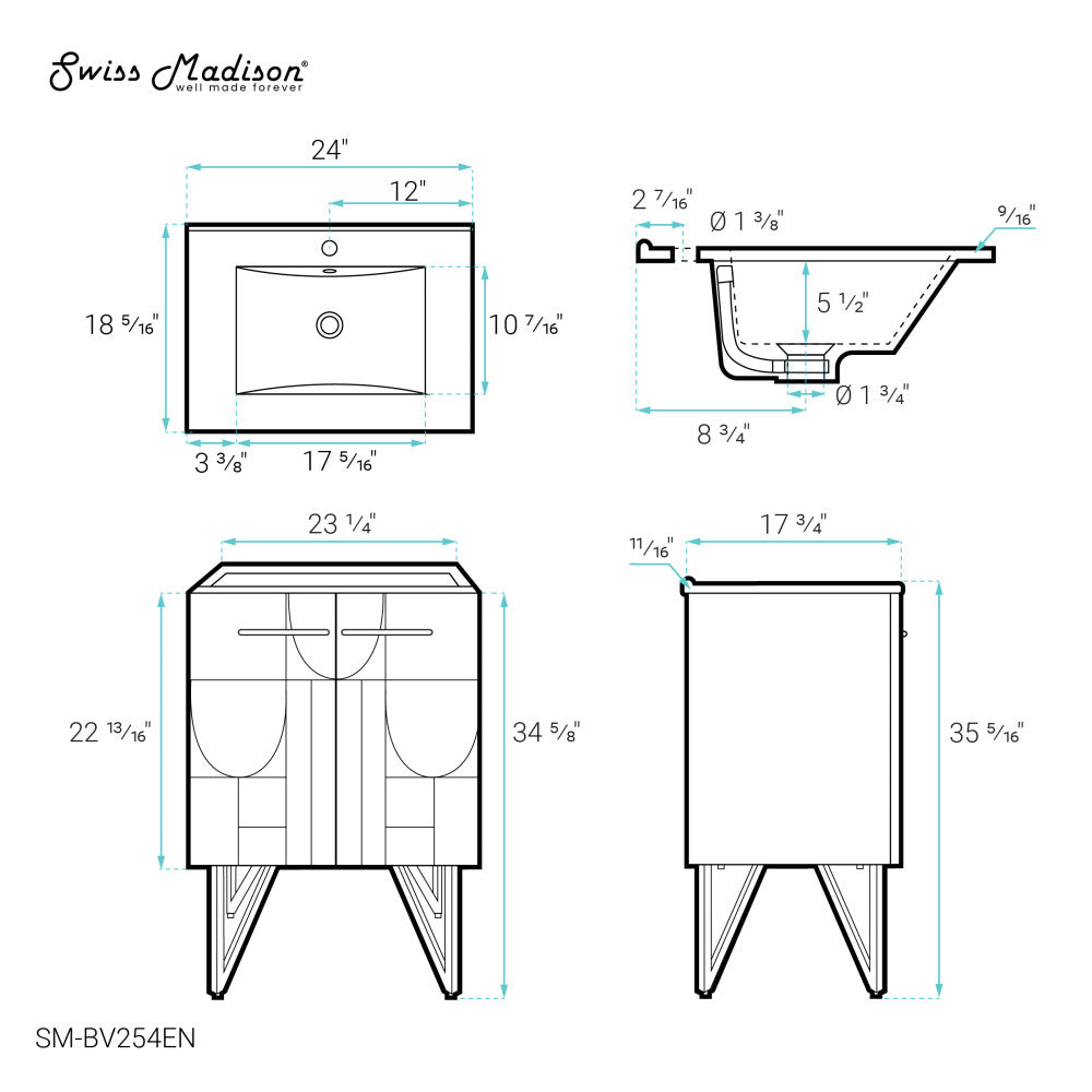 Annecy 24" Bathroom Vanity in Atlas Green