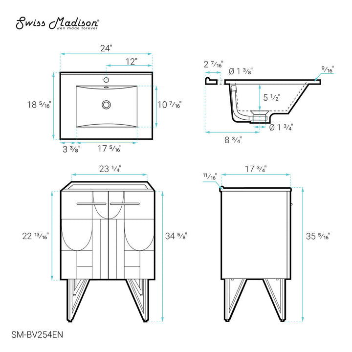 Annecy 24" Bathroom Vanity in Atlas Green