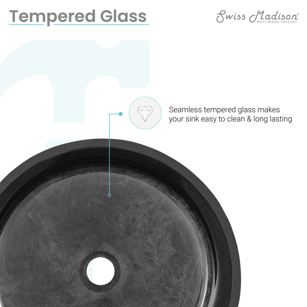 Avallon 16.5 " Round Glass Vessel Sink, Black