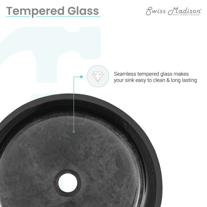 Avallon 16.5 " Round Glass Vessel Sink, Black