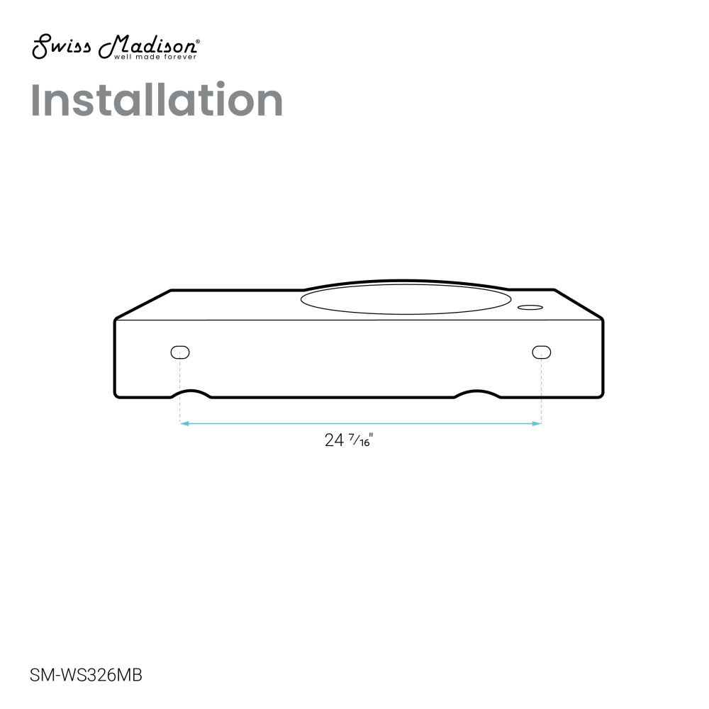 Chateau 30" Left Side Faucet Wall-Mount Bathroom Sink in Matte Black