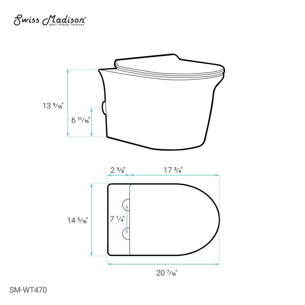 Cascade Wall-Hung Elongated Toilet Bowl