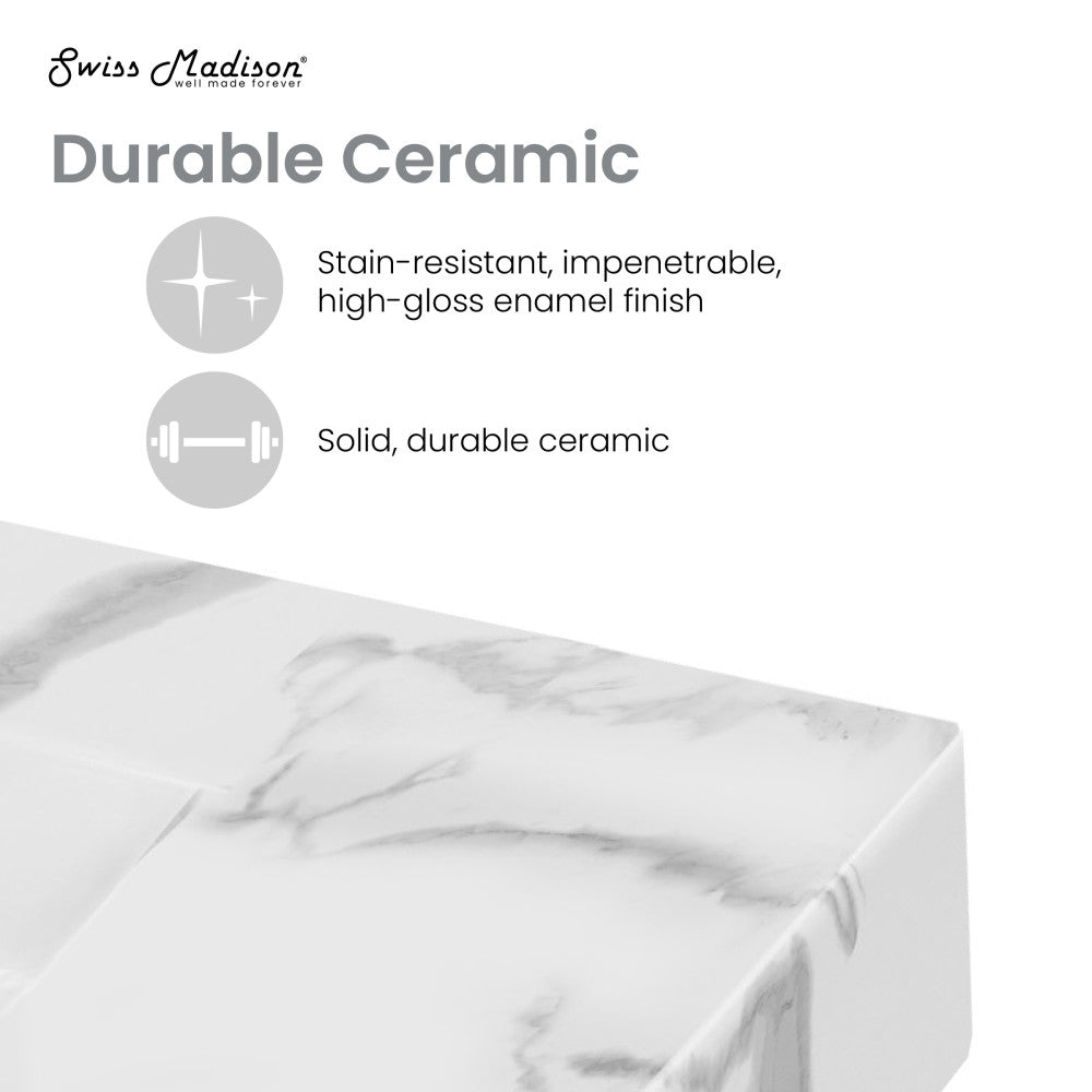 St. Tropez 24" Left Side Faucet Wall-Mount Bathroom Sink in White Marble