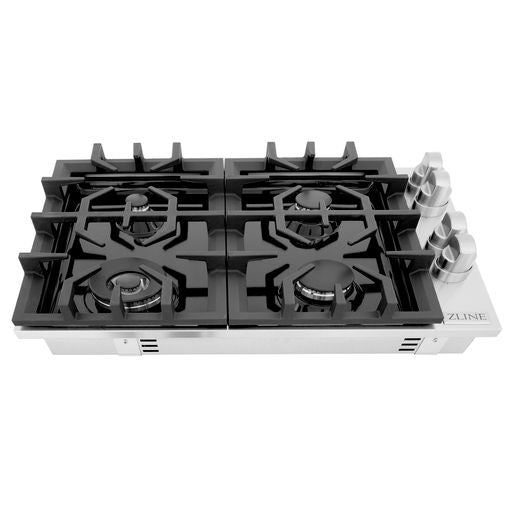 ZLINE 30" Dropin Gas Stovetop 4 Gas Burners Black Porcelain Top