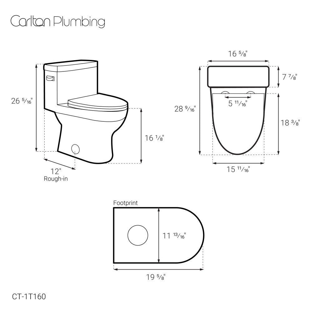 Clichy One-Piece Elongated Toilet Side Flush 1.28 gpf