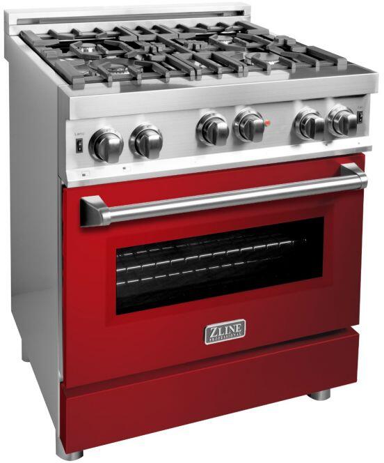 Professional Gas on Gas Range in Stainless Steel with Red Gloss Door (RG-RG-30)  ZLINE 30 in.
