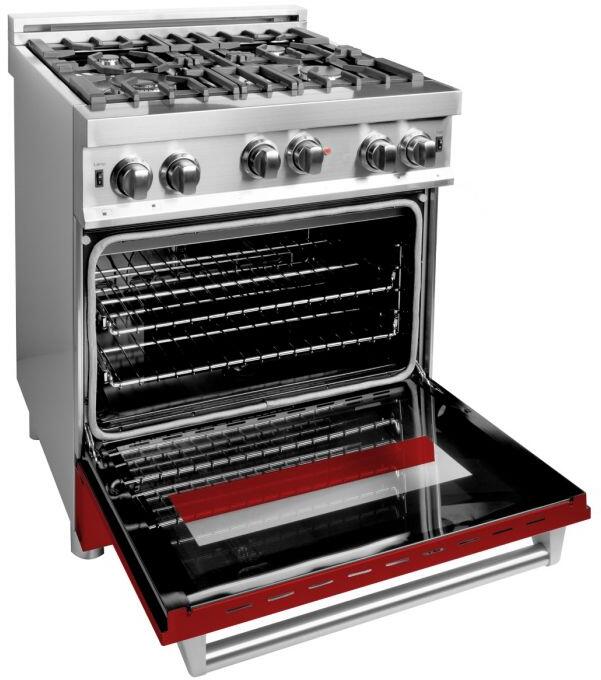 Professional Gas on Gas Range in Stainless Steel with Red Gloss Door (RG-RG-30)  ZLINE 30 in.