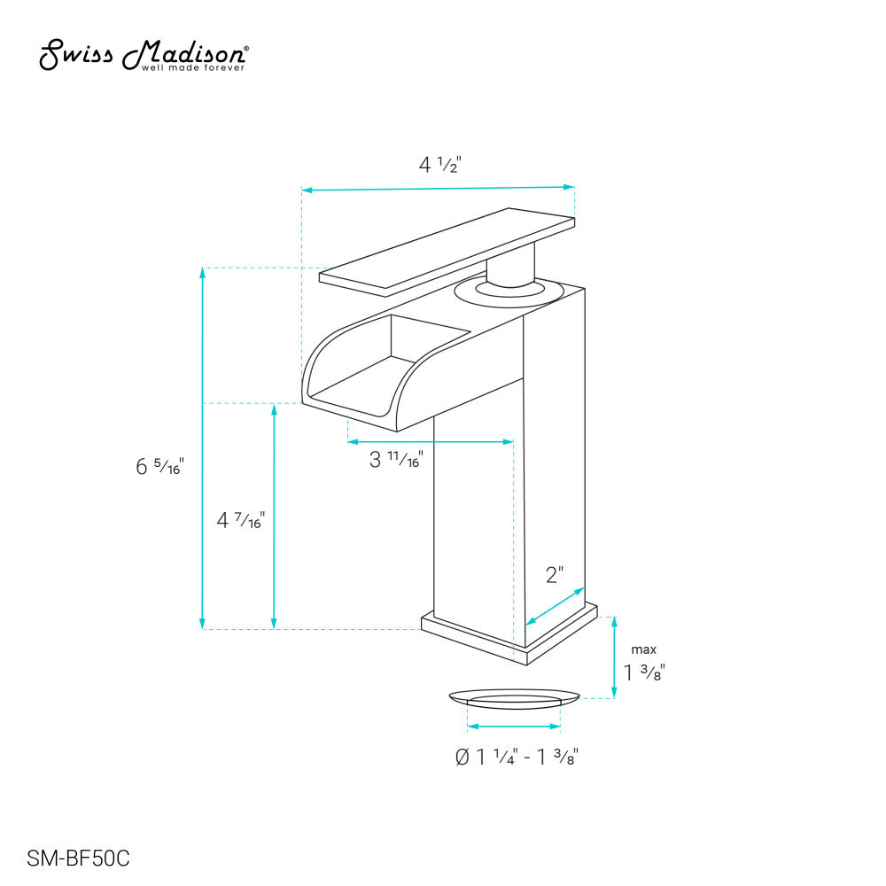 Concorde Single Hole, Single-Handle, Waterfall Bathroom Faucet in Chrome