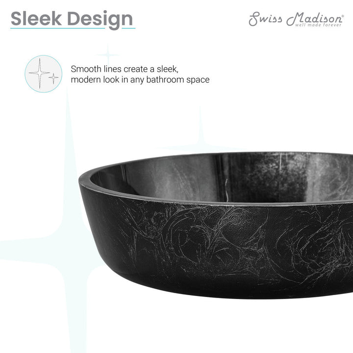 Avallon 16.5 " Round Glass Vessel Sink, Black