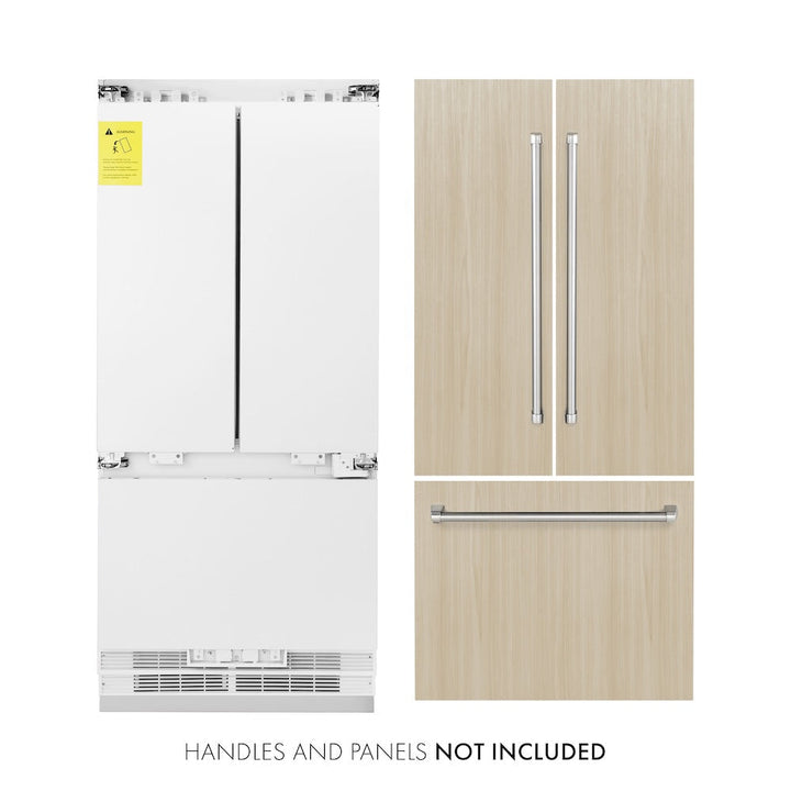 ZLINE 36 in. 19.6 cu. ft. French Door Built-In Bottom Freezer Refrigerator with Water Dispenser and Ice Maker in Stainless Steel