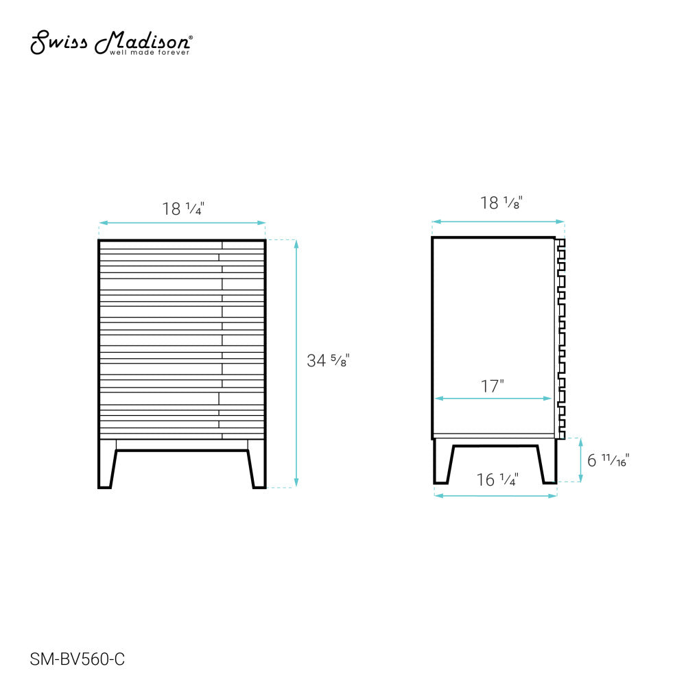 Cascade 18” Bathroom Vanity in Brown Oak- Cabinet Only