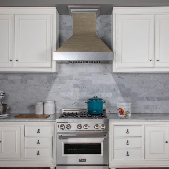 Shiplap Wooden Wall Range Hood with Stainless Steel Accent - Includes Motor (365YY-36) ZLINE 36 in.