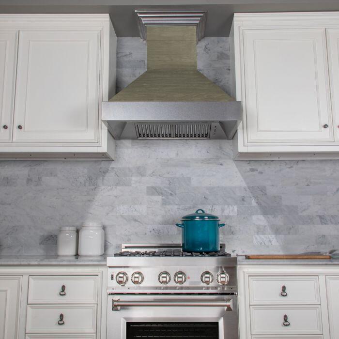 Shiplap Wooden Wall Range Hood with Stainless Steel Accent - Includes Motor (365YY-36) ZLINE 36 in.
