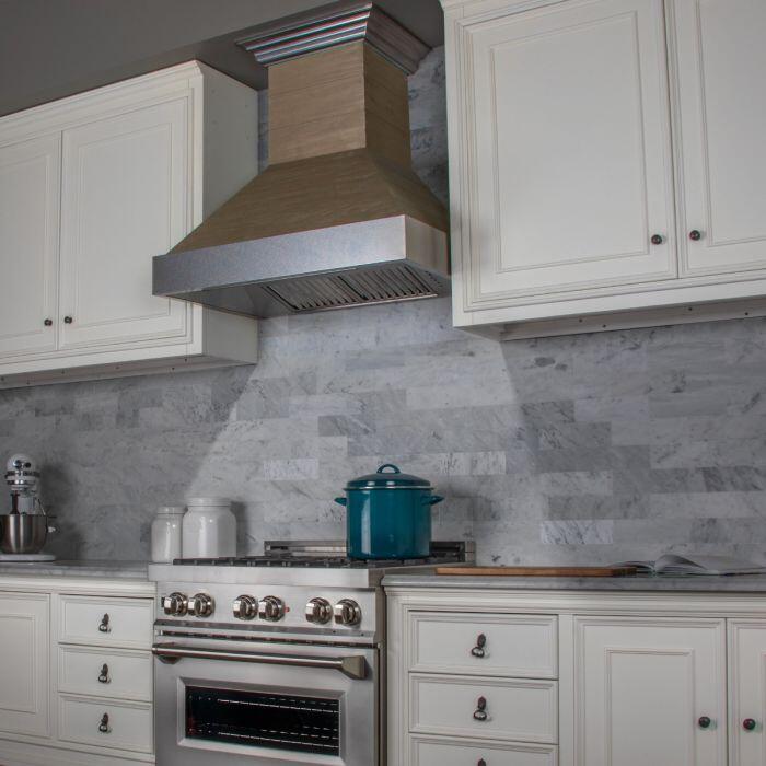 Shiplap Wooden Wall Range Hood with Stainless Steel Accent - Includes Motor (365YY-36) ZLINE 36 in.