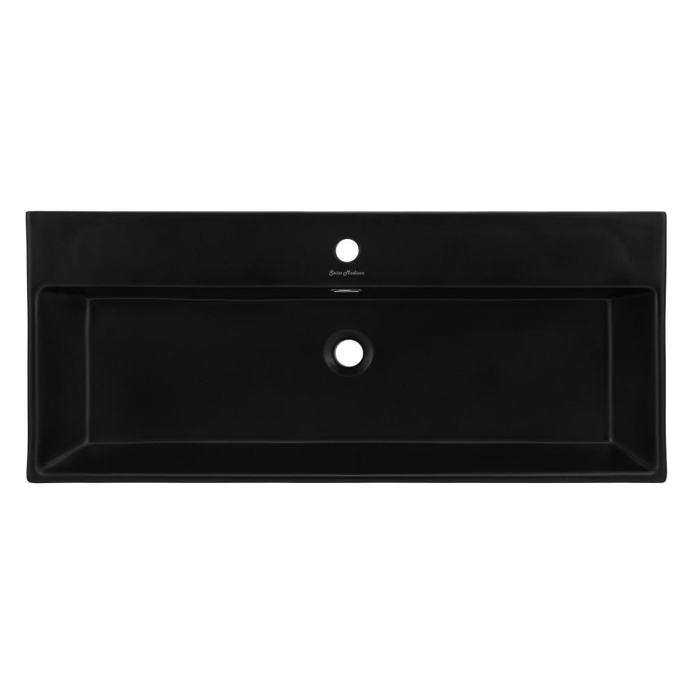 Claire 40 Ceramic Console Sink Matte Black Basin Gold Legs