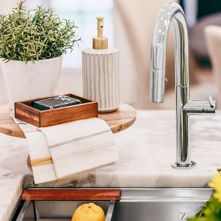 ZLINE Voltaire Pull Down Single Handle Kitchen Faucet in Chrome (VLT-KF-CH)