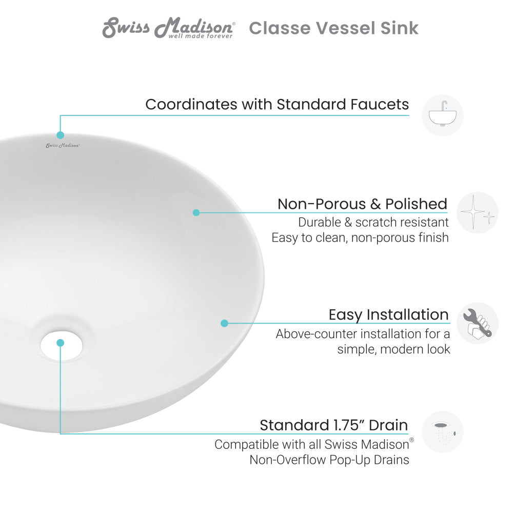 Classe 16 Ceramic Sink in Shiny White