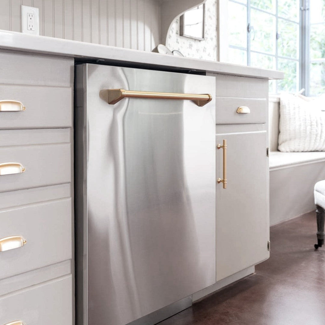 ZLINE 24" Monument Series Top Touch Control Dishwasher in Stainless Steel with Champagne Bronze Handle