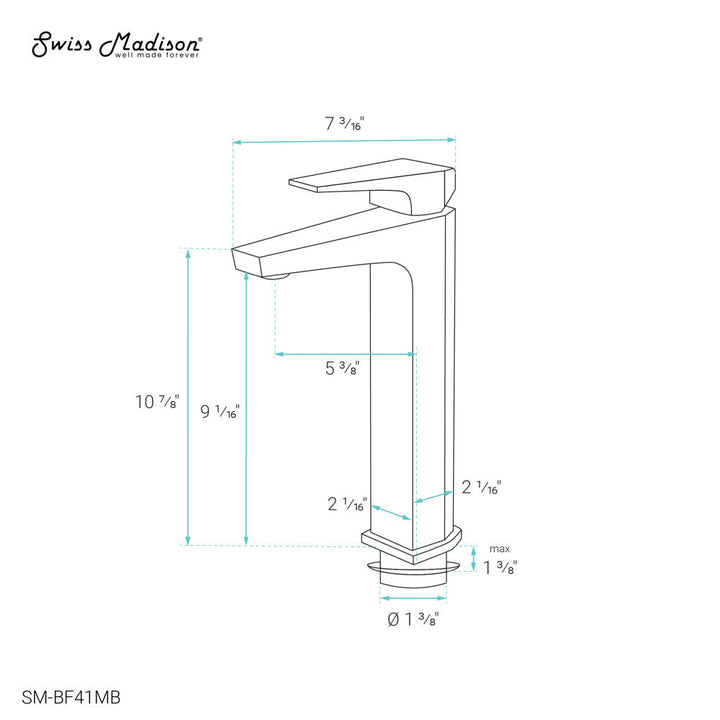 Voltaire Single Hole, Single-Handle, High Arc Bathroom Faucet in Matte Black