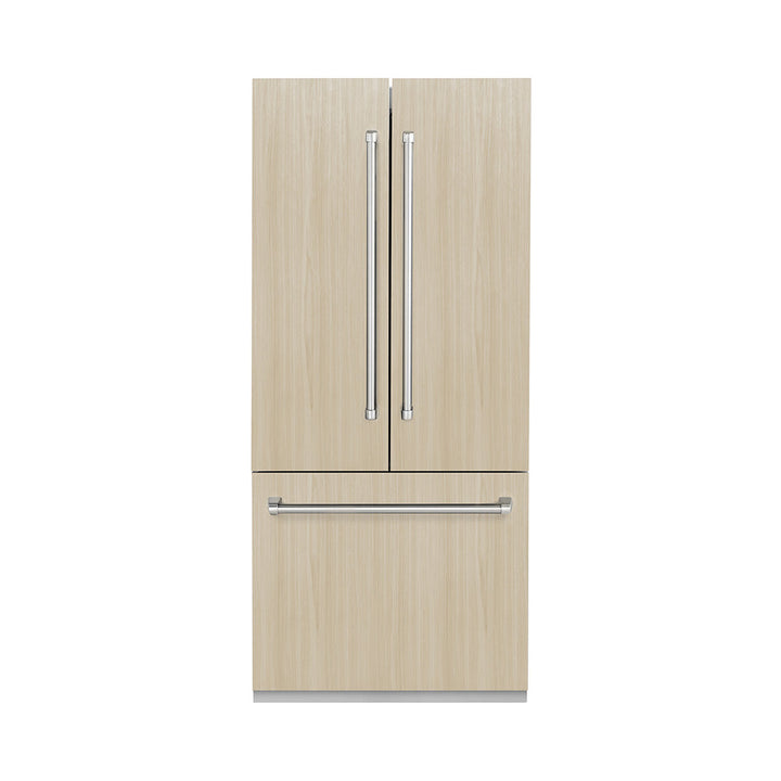 ZLINE 36 in. 19.6 cu. ft. Panel Ready French Door Built-In Bottom Freezer Refrigerator with Water Dispenser and Ice Maker, Open Box-Excellent Condition