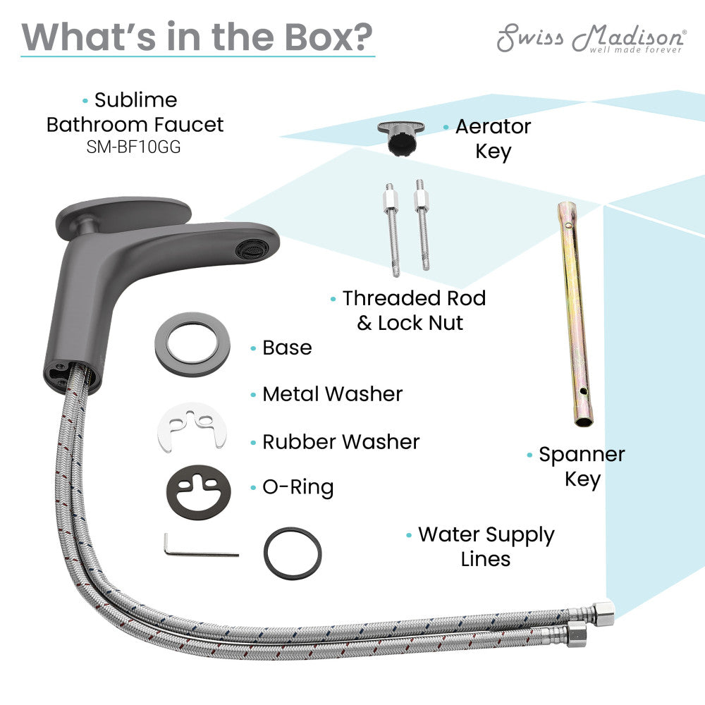 Sublime Single Hole, Single-Handle, Bathroom Faucet in Gunmetal Grey