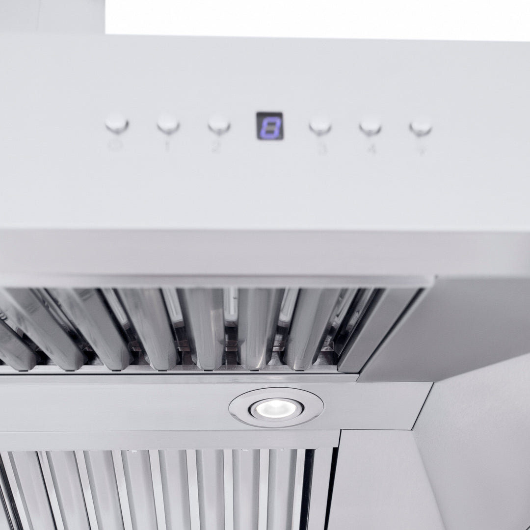 ZLINE 48" Professional Ducted Wall Mount Range Hood in Stainless Steel with Crown Molding (667CRN-48)