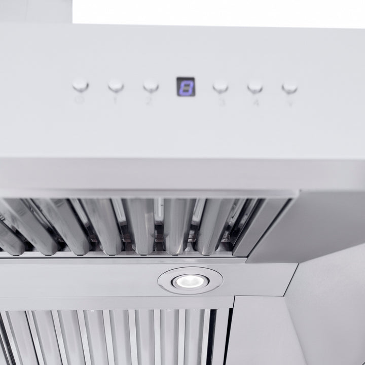ZLINE 48" Professional Ducted Wall Mount Range Hood in Stainless Steel with Crown Molding (667CRN-48)