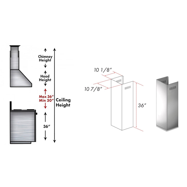 ZLINE 1 Piece Chimney Extension for 10ft Ceiling (1PCEXT-ALP10WL)