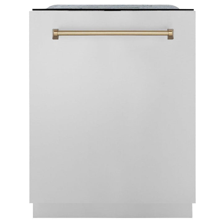 ZLINE 24" Monument Series Top Touch Control Dishwasher in Stainless Steel with Champagne Bronze Handle