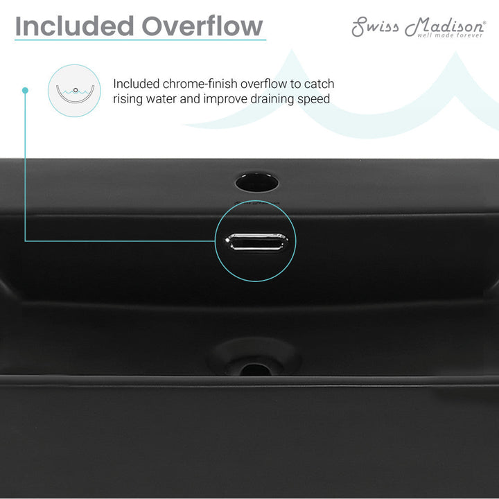 Claire 30" Rectangle Wall-Mount Bathroom Sink in Matte Black