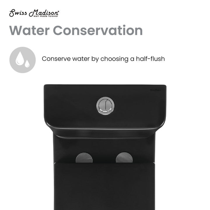 Calice Two-Piece Elongated Rear Outlet Toilet Dual-Flush 0.8/1.28 gpf in Matte Black