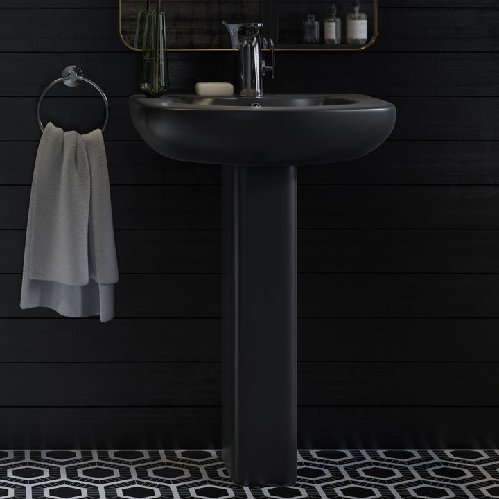 Chateau Two-Piece Round Pedestal Sink in Matte Black