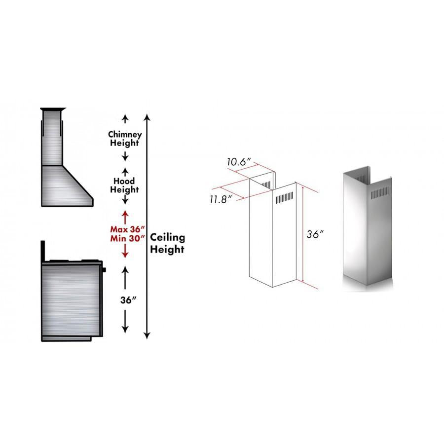 ZLINE 1 Piece Chimney Extension for 10ft. Ceiling (1PCEXT-KZ)