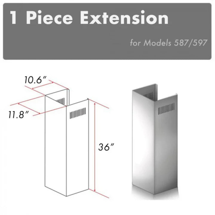 ZLINE 1-Piece 36" Chimney Extension for 9 ft. to 10 ft. Ceilings (Models 587/597)