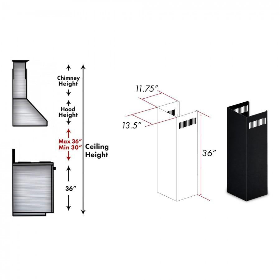 ZLINE 1-36 in. Chimney Extension for 9 ft. to 10 ft. Ceilings (1PCEXT-BS655N)