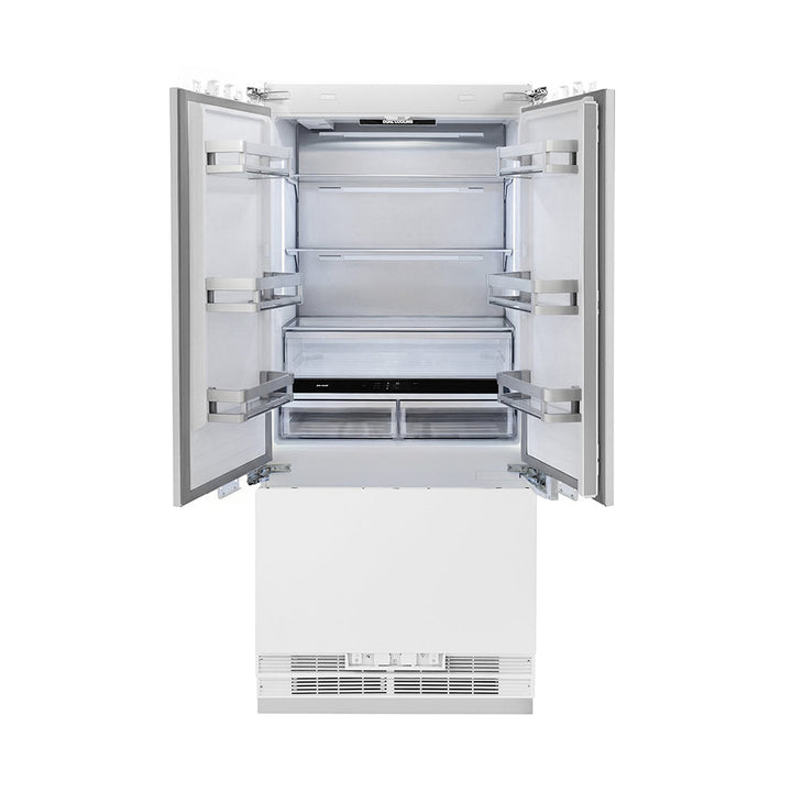 ZLINE 36 in. 19.6 cu. ft. Panel Ready French Door Built-In Bottom Freezer Refrigerator with Water Dispenser and Ice Maker, Open Box-Excellent Condition