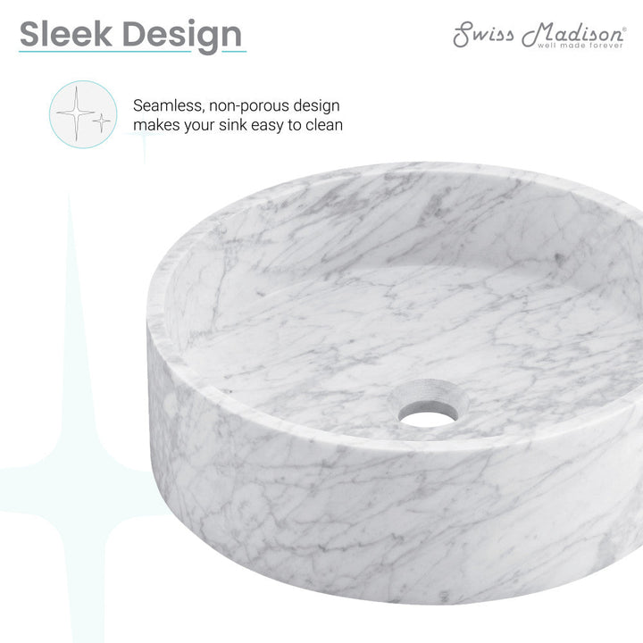 Monaco 17" Round Vessel Bathroom Sink in Marbled Grey