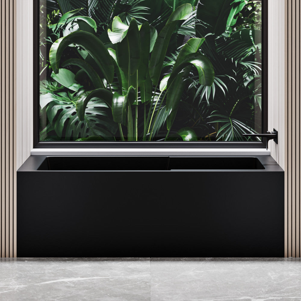 Voltaire 54" x 30" Right-Hand Drain Alcove Bathtub with Apron in Matte Black