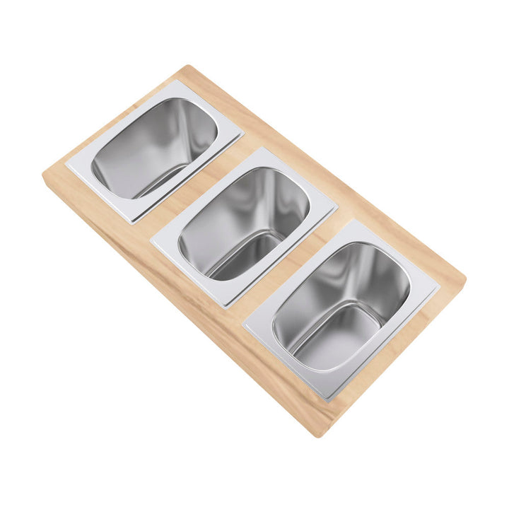 9 x 16.75 Condiment Serving Board with 3 Bowls