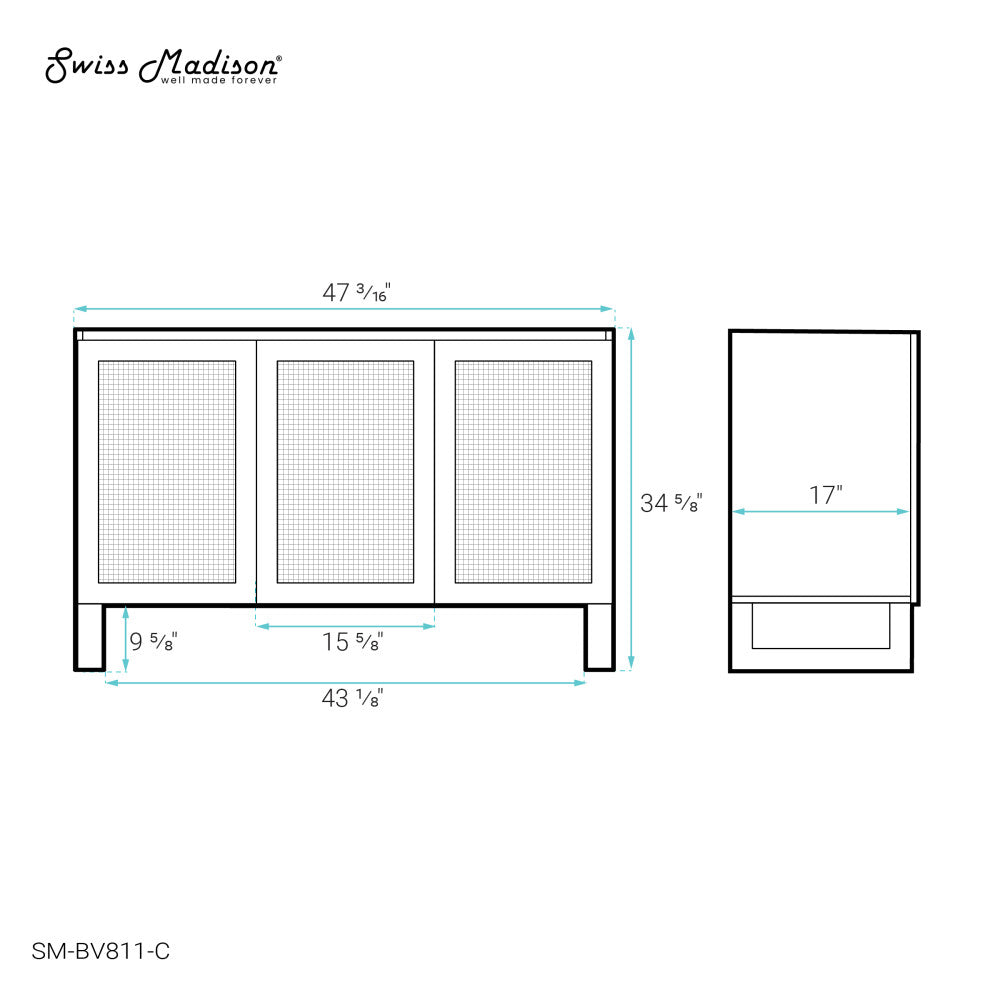 Arles 48 Single, Bathroom Vanity in Honey Cabniet- Cabinet